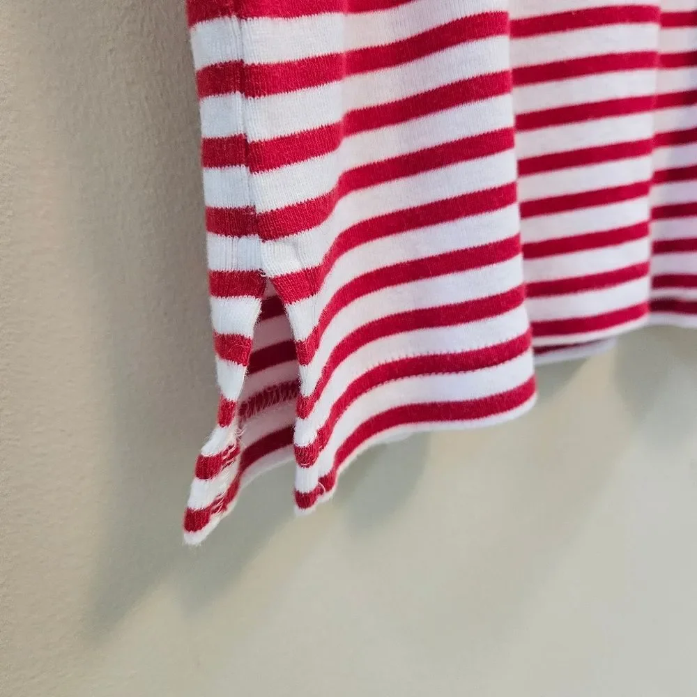 Cathy Daniels Shirt Women's Patriotic Red White Striped Rhinestone Embellished